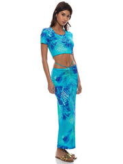 Luli Fama: Crop-Adjustable Shirred Maxi Skirt (L832I61-111-L832I99-111)