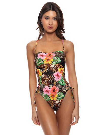 Luli Fama: Chain Square Neck Laced Up One-Piece (L826J32-907)