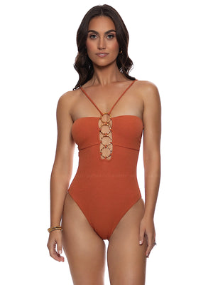 Luli Fama: Halter Ring One-Piece (L862G44-098)