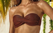 Underwire Push Up Bandeau-Seamless Ruched Back Bikini
