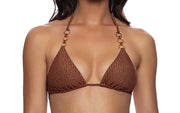 Ring Strap Triangle-Ring Seamless Ruched Back Tie Side Bikini