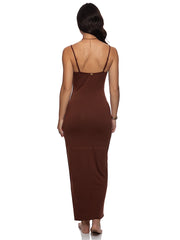 Luli Fama: Fitted Side Slit Maxi Dress (L860I65-007)