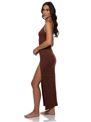 Luli Fama: Fitted Side Slit Maxi Dress (L860I65-007)