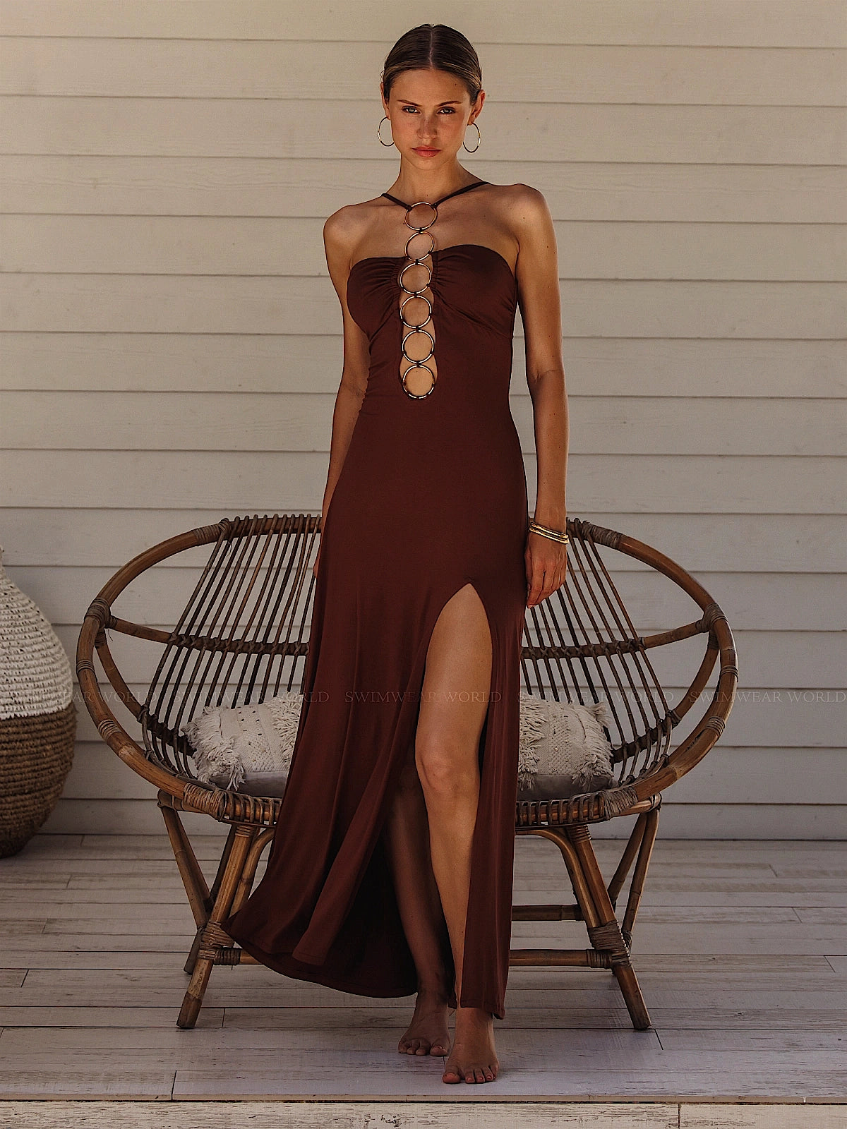 Luli Fama: Halter Ring Long Dress (L860F73-007)