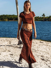 Luli Fama: Crop-Twist Front Skirt (L860I67-007-L860I62-007)