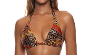 Triangle Halter-Seamless Ruched Back Bikini