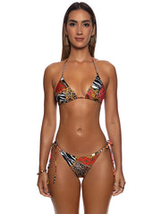 Luli Fama: Chain Triangle-Seamless Wavy Ruched Back Tie Side (L85621P-111-L85602P-111)