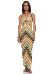 Luli Fama: Drawstring Peek A Boo Maxi Dress (L853G85-111)