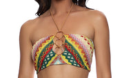 Halter Ring Cropped-Seamless Ruched Back Bikini