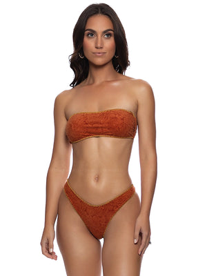 Luli Fama: Luxe Stitch Free From Bandeau-Luxe Stitch High Leg Bikini (L847N59-007-L847N50-007)