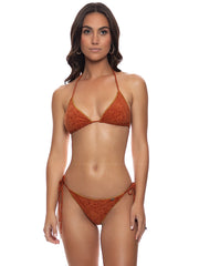 Luli Fama: Luxe Stitch Seamless Triangle-Luxe Stitch Seamless Wavy Ruched Back Tie Side Bikini (L84721P-007-L84702P-007)