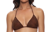 Triangle-Seamless Wavy Ruched Back Tie Side Bikini