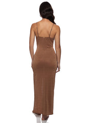 Luli Fama: Fitted Side Slit Maxi Dress (L177I65-007)