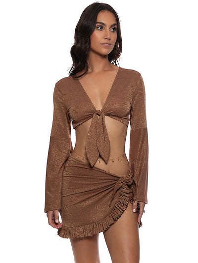 Luli Fama: Ruffle Sarong Mini Skirt (L177J59-007)