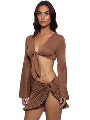 Luli Fama: Ruffle Sarong Mini Skirt (L177J59-007)