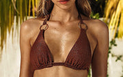 Halter Triangle-Wavey Ruched Tie Side Bikini