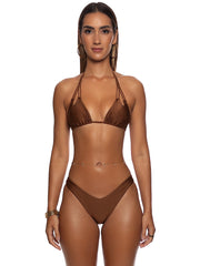 Luli Fama: Zig Zag Knotted Cut-Out Triangle-High Leg Bikini (L176206-007-L176N50-007)