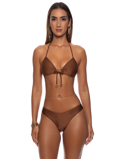 Luli Fama: Molded Push-Up Bandeau Halter-Moderate Bikini (L176435-007-L176I06-007)