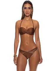 Luli Fama: Underwire Push-Up Bandeau-Strappy Ruched Back Bikini (L176083-007-L17620-007)
