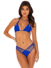 Luli Fama: Zig Zag Knotted Cut Out Triangle-Strappy Ruched Back Bikini (L176206-340-L17620-340)