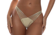 Molded Push Up Bandeau Halter-Strappy Ruched Back Bikini