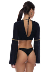 Luli Fama: Bell Sleeve Crop Top (L010877-001)
