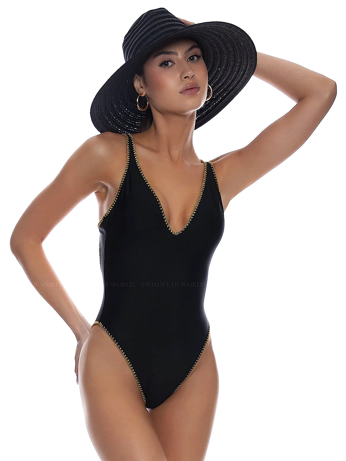 Luli Fama: V-Neck One-Piece Bodysuit