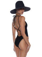Luli Fama: V-Neck One-Piece Bodysuit (L010G21-001)