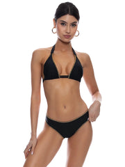 Luli Fama: Triangle Halter-Seamless Ruched Back Bikini (L01073P-001-L01052P-001)