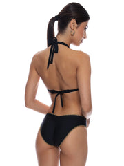 Luli Fama: Triangle Halter-Seamless Ruched Back Bikini (L01073P-001-L01052P-001)