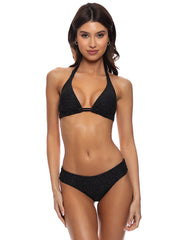 Luli Fama: Triangle Halter-Seamless Ruched Back Bikini (L83573P-001-L83552P-001)
