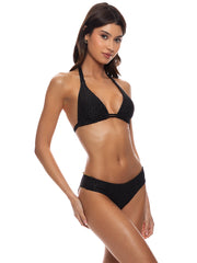 Luli Fama: Triangle Halter-Seamless Ruched Back Bikini (L83573P-001-L83552P-001)