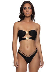 Luli Fama: Double Luli Ring Bandeau-Strappy Loop Scrunch Bikini (L835J21-001-L835J22-001)