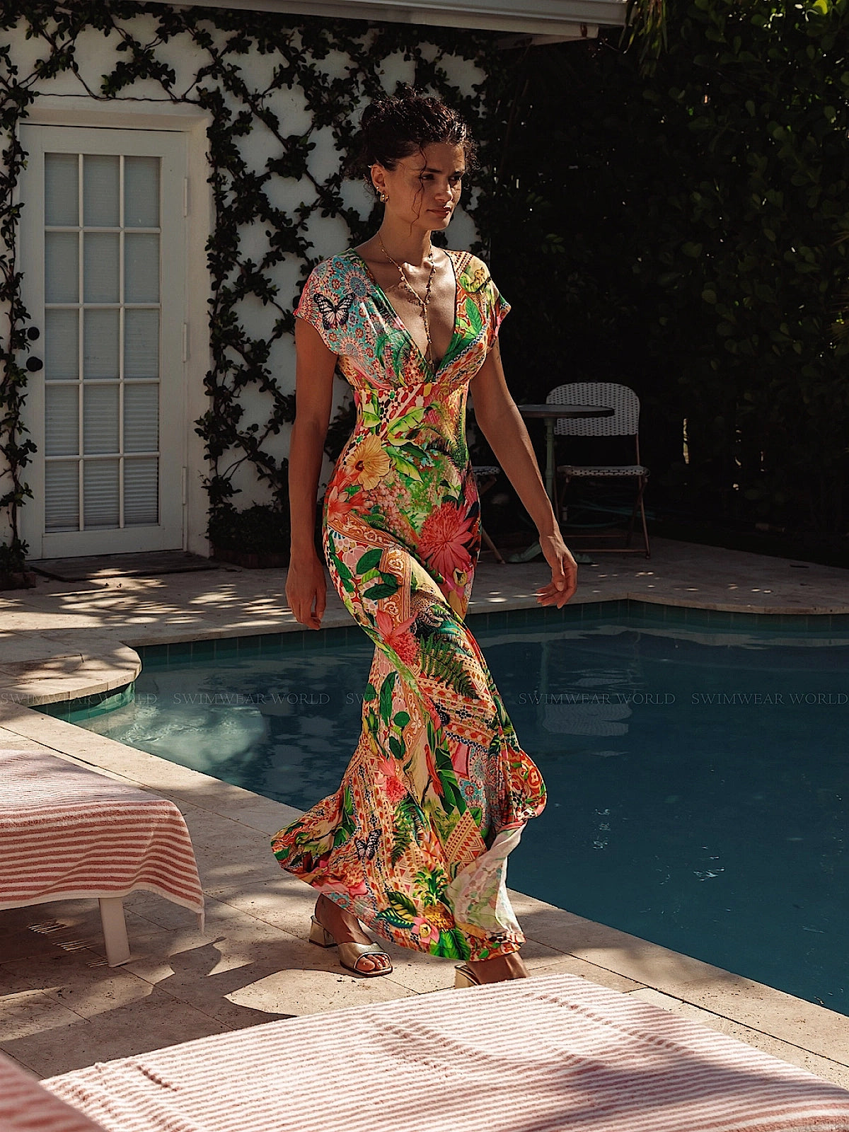 Luli Fama: Cap Sleeve Long Dress (L842G92-111)