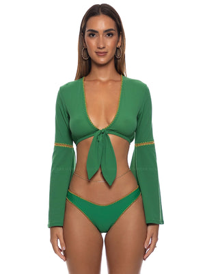 Luli Fama: Luxe Stitch Bell Sleeve Crop Top (L010877-426)