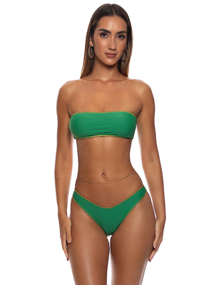 Luli Fama: Luxe Stitch Free Form Bandeau-Luxe Stitch High Leg Bikini (L010N59-426-L010N50-426)