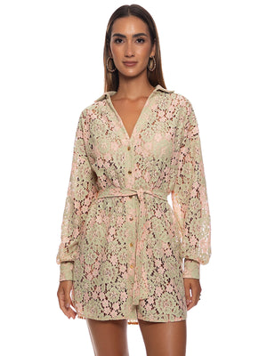 Luli Fama: Long Sleeve Belted Dress (L612G76-111)