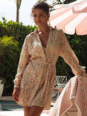 Luli Fama: Long Sleeve Belted Dress (L612G76-111)