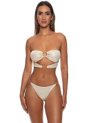 Luli Fama: Double Loop Bandeau Crop-Ring Bikini (L837C18-014-L837C47-014)