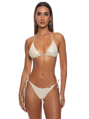 Luli Fama: Ring Seamless Triangle-Seamless Wavy Ruched Back Tie Side Bikini (L837B21-014-L837I2P-014)