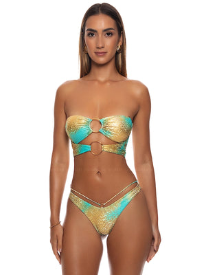 Luli Fama: Double Loop Bandeau Crop-Strappy Loop Bikini (L841C18-111-L841C22-111)