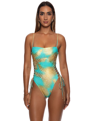 Luli Fama: Square Neck Laced-Up One-Piece (L841I32-111)