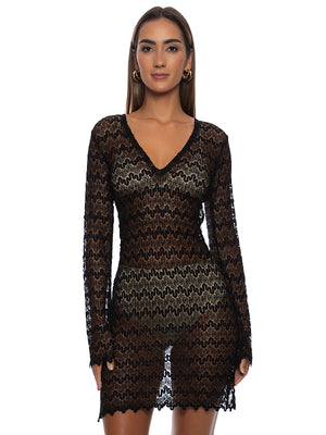 Luli Fama: Long Sleeve Short Dress (L852G75-001)