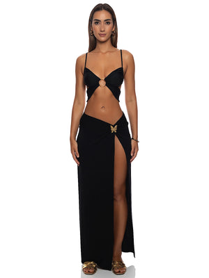 Luli Fama: Twist Front Skirt (L859B72-001)