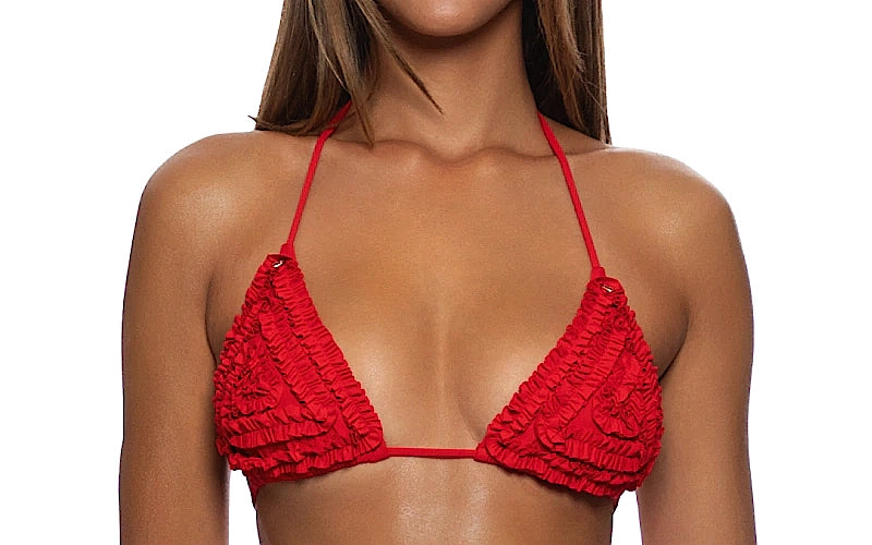 Triangle-Seamless Ruffle Ruched Back Tie Side Bikini