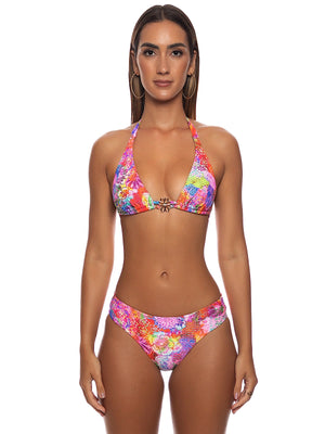 Luli Fama: Triangle Halter-Seamless Ruched Back Bikini (L857B73-111-L85752P-111)