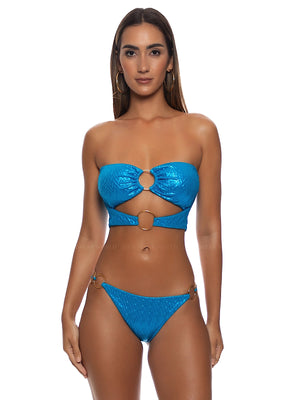 Luli Fama: Double Loop Bandeau Crop-Ring Bikini (L837C18-030-L837C47-030)