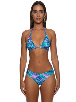 Luli Fama: Triangle Halter-Seamless Full Ruched Back Bikini (L84573P-111-L84552P-111)