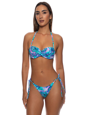 Luli Fama: Underwire Push Up Bandeau-Ring Seamless Ruched Back Tie Side Bikini (L845083-111-L845J02-111)