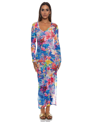 Luli Fama: V Neck Long Sleeve Maxi Dress (L851G65-111)